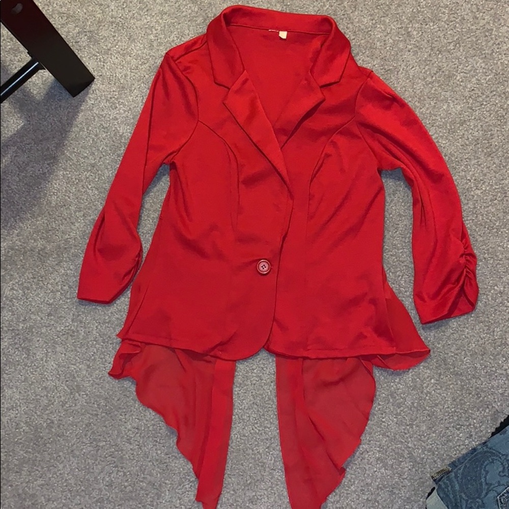 red cardigan